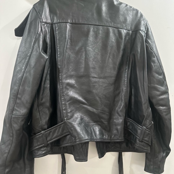 Quince Black Leather Motorcycle Jacket with Glossy Finish - Picture 2 of 4